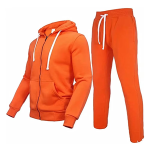Conjunto de chándal de invierno de 2 piezas de talla grande para hombre, sudadera atlética ecológica de algodón 100% con capucha y cremallera completa - Product Image 1