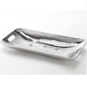 Lujosa bandeja de servicio de metal recubierta de plata hecha a mano en forma de rectángulo tamaño personalizado para hoteles último diseño para fruta seca - Product Image 5