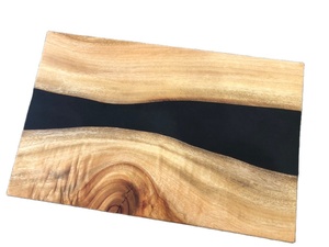 Nouvel arrivage de planche à découper de service en bois d'acacia et en résine de conception naturelle fabriquée à la main en rectangle pour restaurant et cuisine à domicile - Product Image 2