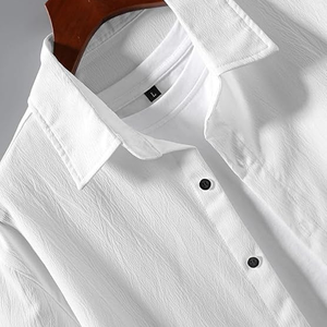 Chemise décontractée à manches courtes personnalisée pour hommes et ensemble short assorti à taille élastique Chemise et short coréens pour hommes - Product Image 2