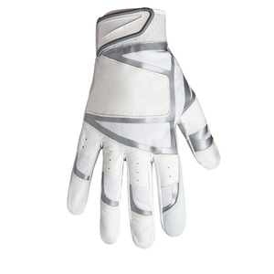 ถุงมือตีเบสบอล Rabixo Sports 2026 สีขาว/เงิน หนังคุณภาพสูง สำหรับคนถนัดทั้งสองมือ ปิดด้วยแถบตีนตุ๊กแก น้ำหนักเบา แบบเต็มมือ - Product Image 5