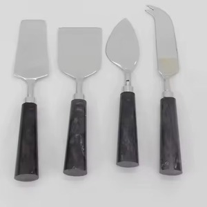 Nouveau concepteur en relief plume poignée brillant argent plaqué fromage couteaux spatule outils ensemble pour vaisselle - Product Image 6