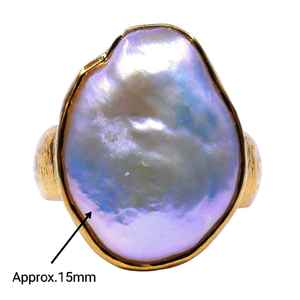 แหวนมุกบาร็อคหรูหราสำหรับผู้หญิง925เงินและชุบทองสไตล์คลาสสิกสำหรับงานแต่งงานและงานปาร์ตี้ - Product Image 5