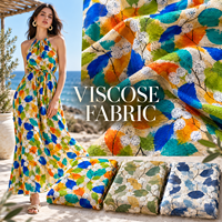 Tissu en viscose 100% imprimé numériquement en gros, motifs personnalisés, textile en rayonne pour robe d'été