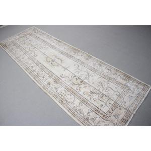 พรมวินเทจตุรกี ขนาด 3.1x9.2 ฟุต (93x280 ซม.) พรมขนสัตว์สีขาวล้วน - Product Image 2