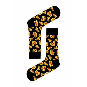 Calcetines con Estampado de Pizza en Forma de Corazón, Transpirables, Tejidos, de Longitud Media, con Logotipo Personalizable, Diseño Colorido para Todas las Temporadas, Talla Única - Product Image 1