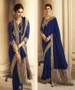Kanchipuram Saree en soie tenue de soirée mariage indien dernier créateur Banarasi sari en coton et soie avec chemisier vêtements pour dames grossiste ApparelGarment - Product Image 4