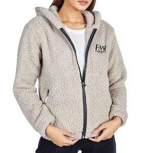 Fasmic International's High Quality <b>Women's</b> <b>Sherpa</b> <b>Hoodie</b> Winter Knitted Jersey Quarter Zip-Up with Custom Patches - Product Image 1