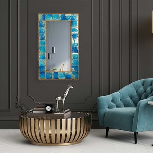 Alloy Steel Beautiful Leaf Round <b>Wall</b> <b>Mirror</b> 29x29 Inch <b>Gold</b> Color Home Decoration Glass Mosaic Handmade Cheap Price In India - Product Image 2