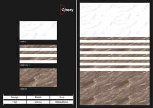 กระเบื้องบุผนังเซรามิกขนาด 300x600 มม. สำหรับห้องน้ำ ห้องครัว ผิวมันเงา/ด้าน ลายแกะสลักแบบนูน ดีไซน์ตกแต่งผนังภายในสุดหรู - Product Image 3