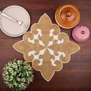 Mantel Individual con cuentas, cargador redondo hecho a mano para comedor de lujo y decoración de vacaciones, pieza única hecha a mano con cuentas, mantel, inauguración de la casa - Product Image 1