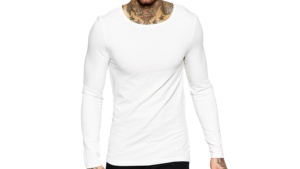 T-shirt à manches longues 100% coton pour hommes, de qualité supérieure, à col rond, teint uni, décontracté, BD - Product Image 4