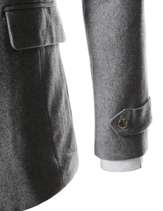 Abrigo de guisante de mezcla de lana de fibra de bambú de moda para hombre, abrigo de un solo pecho con cuello entallado, gabardina cálida de invierno - Product Image 2