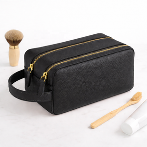 Bolsa de Mano de Cuero Genuino, Bolsa de Aseo Multifuncional de Cuero, Bolsa de Cosméticos de Viaje Neutral - Product Image 5