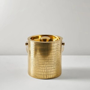 Cubo de Hielo de Latón Hecho a Mano con Tapa y Asa, Acabado Texturizado, Diseño Aislado para Fiestas en Bares de Hogares de Lujo y Regalos - Product Image 2