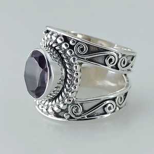 Navya Craft 925 Sterling Silver Boho <b>Statement</b> <b>Ring</b> Handmade Amethyst Oval for Women Casual Sizes 4-13 for Christmas Anniversary - Product Image 2
