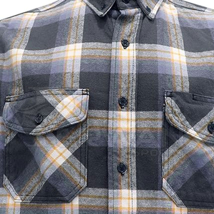 <b>Men's</b> High Quality Winter Casual Light Green <b>Striped</b> 100% Cotton Flannel <b>Shirts</b> Button Regular Fit <b>Long</b> <b>Sleeve</b> Eco-Friendly - Product Image 4