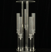 Candélabre en cristal à 5 têtes, porte-bougie en verre, chandelier en acrylique, décoration de centre de table de mariage