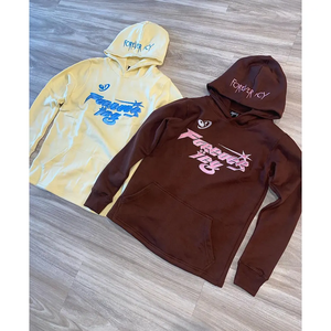 Ensemble de sweats à capuche imprimés graphiques pour hommes, streetwear, pull décontracté, design audacieux avec lettres, sweat en molleton de coton jaune et marron - Product Image 4