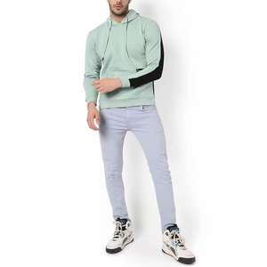 100% coton polaire hommes à capuche Double panneau conception coupe ample multicolore pull avec col à capuche cordon de serrage - Product Image 1