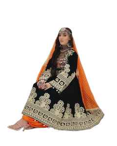 Couture édition de mariée robe ethnique en dentelle fabriquée à la main de style modeste à manches longues Kuchi nuances vibrantes Vintage pleine longueur Afghan - Product Image 2