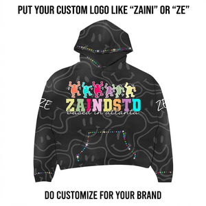 Sudadera con Capucha Extra Grande de Felpa de Algodón de 400g, Color Negro, con Bordado Personalizado en la Parte Delantera, Impresión DTF para Logotipo - Product Image 1