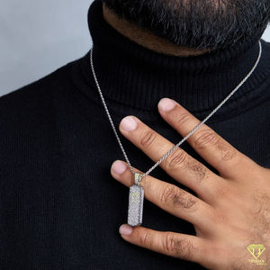 VVS Lab Grown Diamond Bar Collar Iced Out Vertical Bar Colgante 925 Sterling Silver Icy Bling Hip Hop Joyería Declaración Regalo - Product Image 3