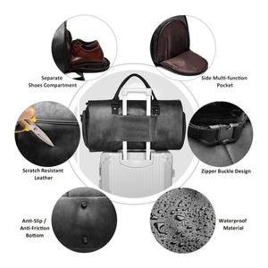 Traje de lona de gimnasio de lujo para hombre con logotipo personalizado Bolsa de ropa de transporte de cuero genuino Accesorio de viaje plegable - Product Image 4