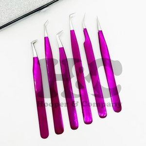 Pinzas para extensiones de pestañas, pinzas de punta afilada de acero inoxidable, caja de tarjeta de visón sostenible - Product Image 3