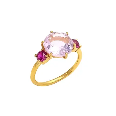 Cincin Kustom hidro & merah muda CZ eksklusif perhiasan lapis emas perak Sterling 925