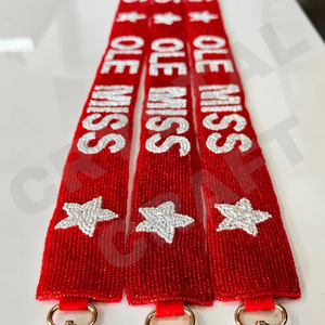 Correa para bolso con cuentas Star OLE Miss, correas para bolso con cuentas de oro blanco personalizadas, Correa con cuentas para bolsos - Product Image 1