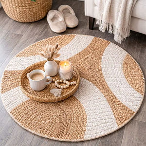Tapis rectangulaire moderne en jute tressé, réversible et antidérapant pour salon, chambre à coucher, chambres d'amis et plus encore - Product Image 1