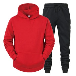 Ensemble de survêtement décontracté à capuche pour homme, en molleton, deux pièces, couleur unie, 100% coton, écologique, pour l'hiver - Product Image 1