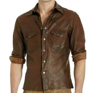 Venta caliente de alta calidad transpirable hombres camisas de cuero Streetwear Casual 2025 nueva tendencia personalizable al por mayor - Product Image 1