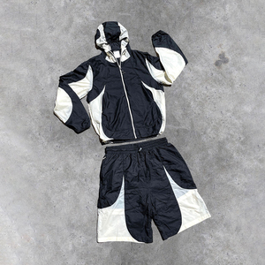 Zip-Up 100% Cotton Solid High Street Style Eco-Friendly Breathable Hoodie Sweat <b>Shorts</b> Set for <b>Men</b> with Custom Patterns - Product Image 1