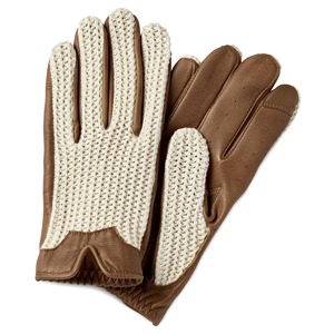 Gants de conduite unisexe en cuir véritable Gants d'équitation en peau d'agneau avec dos en crochet pour hommes et femmes - Product Image 1