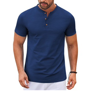 T-shirts à manches courtes pour hommes coupe confortable vêtements unis décontractés vente chaude chemise à boutons pour hommes avec taille personnalisée - Product Image 1