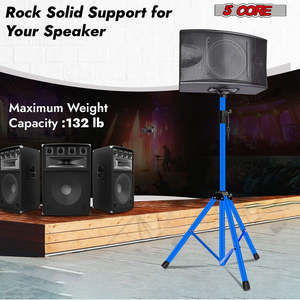 Support de haut-parleur à 5 pieds, trépied robuste réglable, montage universel 72, pour PA, DJ, studio, avec sac - Product Image 3