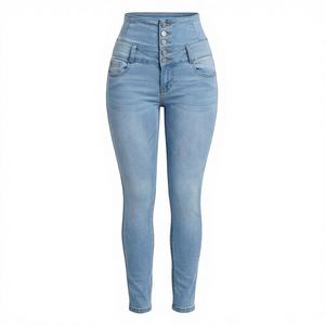 Pantalon en jean boyfriend à jambes larges pour femmes, jean droit à taille mi-haute, pantalon en jean personnalisé, couleur respirante, coton, streetwear - Product Image 1