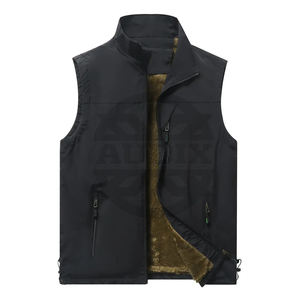 Chaleco de Forro Polar Cálido con Cremallera y Bolsillos, Chaleco Informal con Cuello Alto y Cremallera para Otoño e Invierno, Chaleco de Pesca para Exteriores - Product Image 1