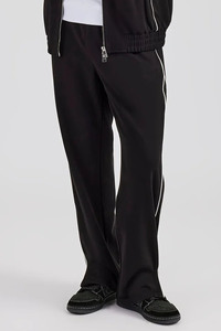 Wholesale Custom logo Mens Oversized Streetwear Black Piping <b>Zip</b> Through Jacket & <b>Trouser</b> Set Blank Sweatsuits Joggers Tracksuit - Product Image 6