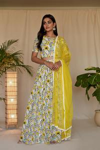 Lemon Garden BlockPrint Lehenga Set Indian Fashion Styling Quality Kurti and Pants du fabricant indien - Product Image 6