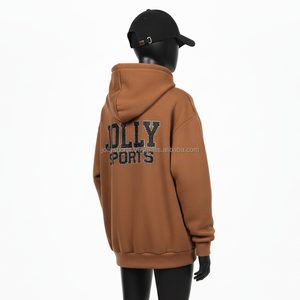 Sudadera con Capucha para Mujer, 320 GSM, Felpa de Algodón Suave, Panel Frontal Marrón, Logotipo Personalizado Bordado, Diseño Cálido y Cómodo, Sudadera Básica para Mujer - Product Image 5