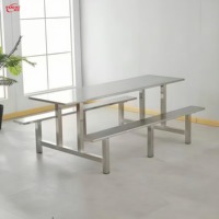 Restaurantmeubilair 304 roestvrijstalen geïntegreerde eettafel voor buiten/binnen, geschikt voor fabrieken, restaurants, scholen, ziekenhuizen en kantines