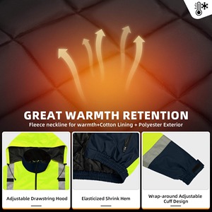 Veste de sécurité haute visibilité pour la construction, réfléchissante, imperméable, personnalisable, veste de travail pour homme, réversible, poche avant, matière polyester - Product Image 6