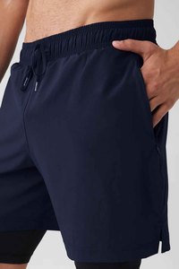 Shorts de bain décontractés pour hommes bleu marine à séchage rapide avec poches et cordon de serrage à la taille, vente en gros, forte demande - Product Image 5
