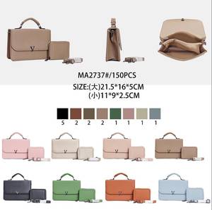 Set di Borsa a Mano e Borsa a Tracolla con Portafoglio Abbinato in Pelle PU, Chiusura Magnetica, Design Texturizzato con Logo V - Product Image 1