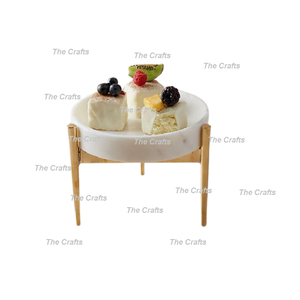 Support de gâteau en bois et marbre avec support de gâteau de qualité supérieure de forme ronde pour l'utilisation de fête d'anniversaire de mariage - Product Image 5