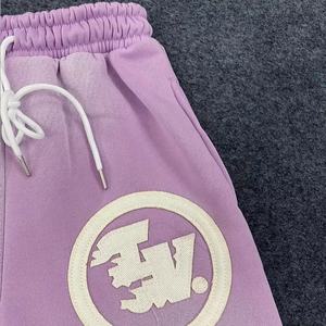 Sun fad distressed Embroidery Straight Formal <b>Trousers</b> <b>Winter</b> 100% Cotton Fleece Distress Customized Logo Cheap Price Women's - Product Image 3