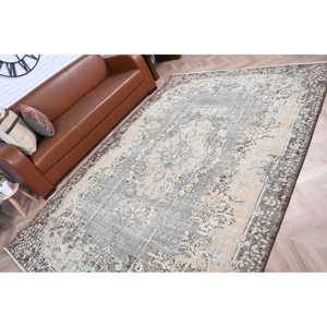 พรมตุรกีวินเทจ ขนาด 6.5x9.3 ฟุต (199x283 ซม.) สีน้ำตาลเทา ลายดอกไม้ - Product Image 5